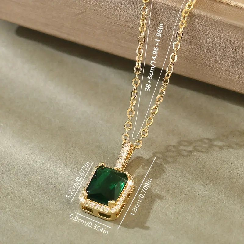 Rectangular Halo Diamond Pendant Necklace