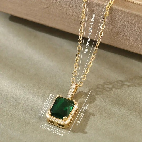 Rectangular Halo Diamond Pendant Necklace