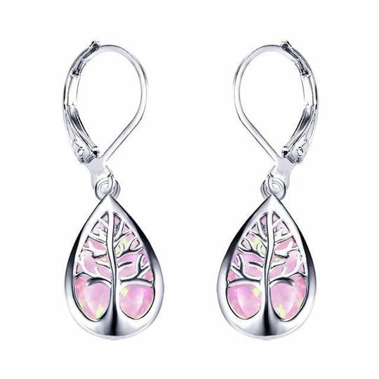 Sterling Silver Tree of Life Leverback Earrings