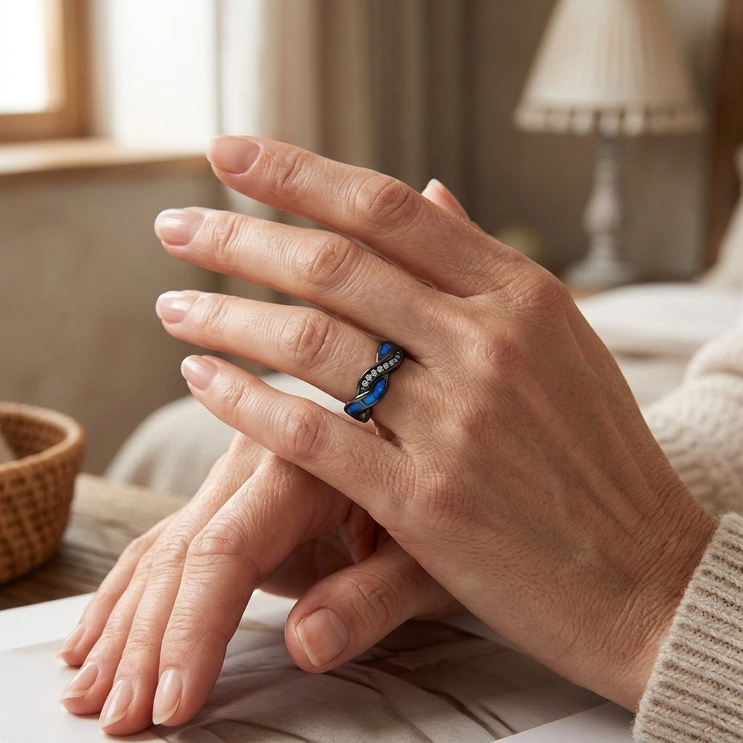 Sterling Silver Twisted Opal Inlay Ring
