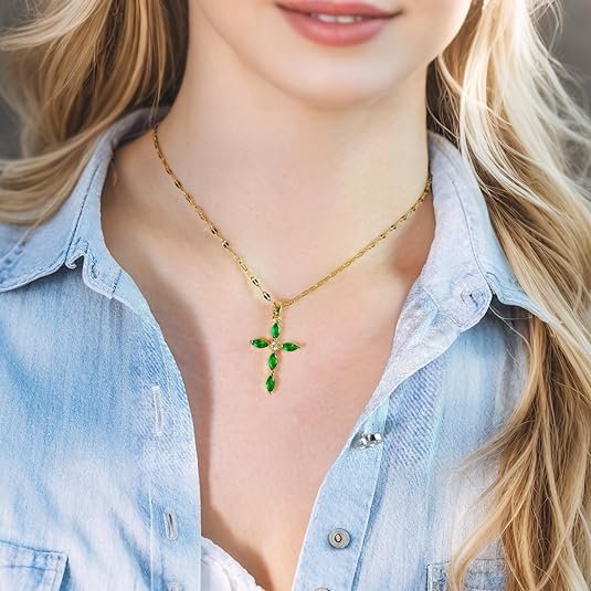 Gold Cross Pendant Chain Necklace