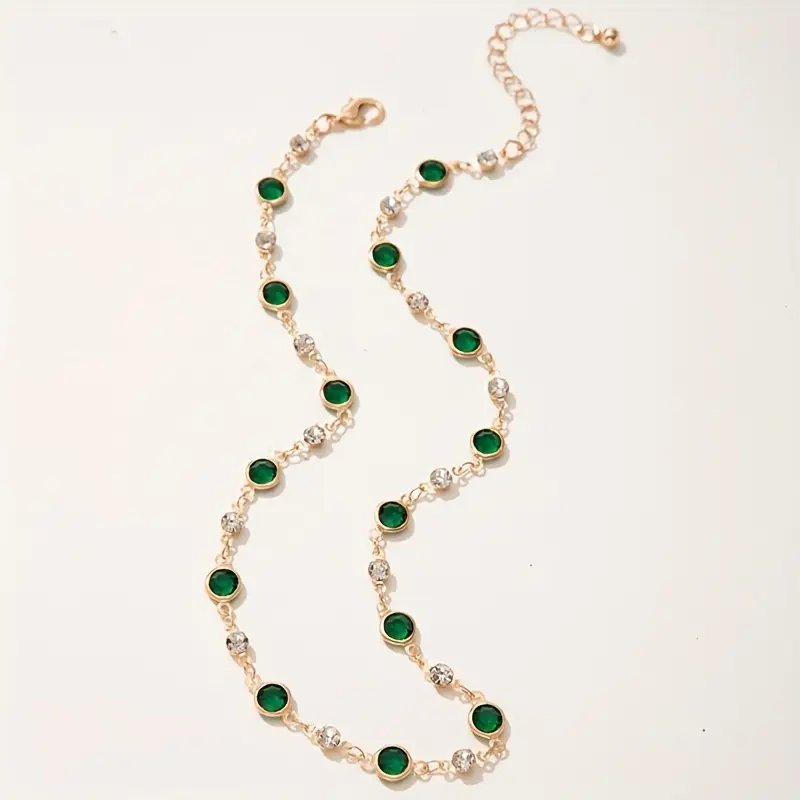 Gold-Plated Bezel-Set Station Necklace