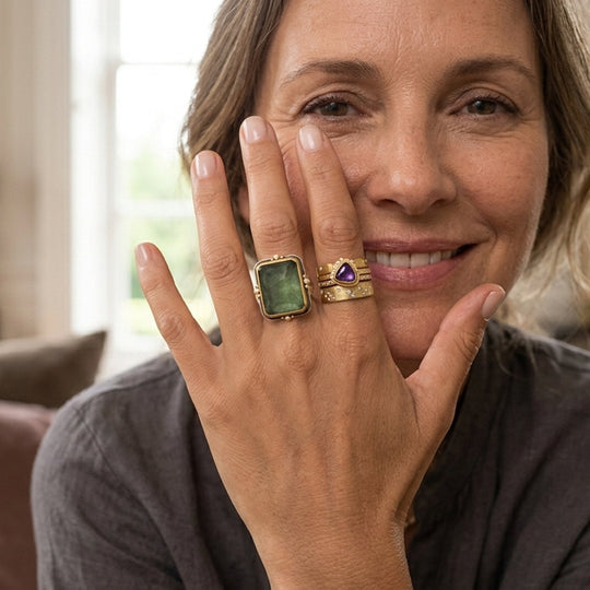 Square Natural Stone Ring