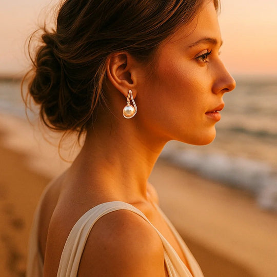 Pearl Drop Hugger Earrings