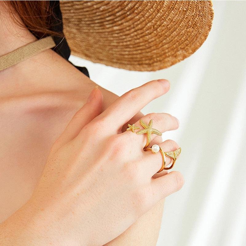 Adjustable Starfish Statement Ring