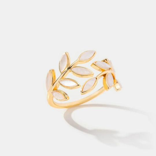 Adjustable Gold-Plated Leaf Wrap Ring