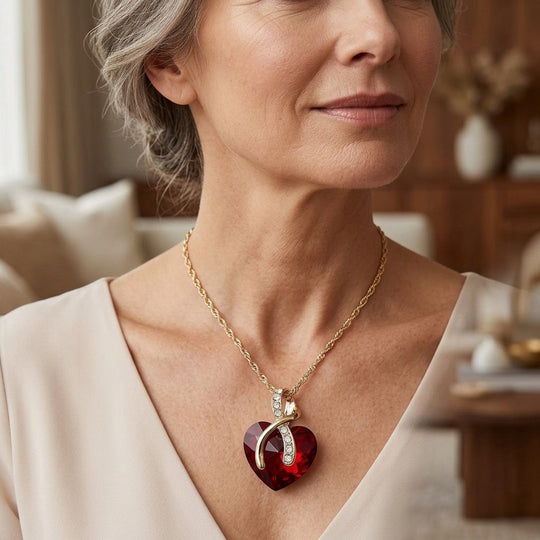 Gold-Plated Heart Necklace Earring Set