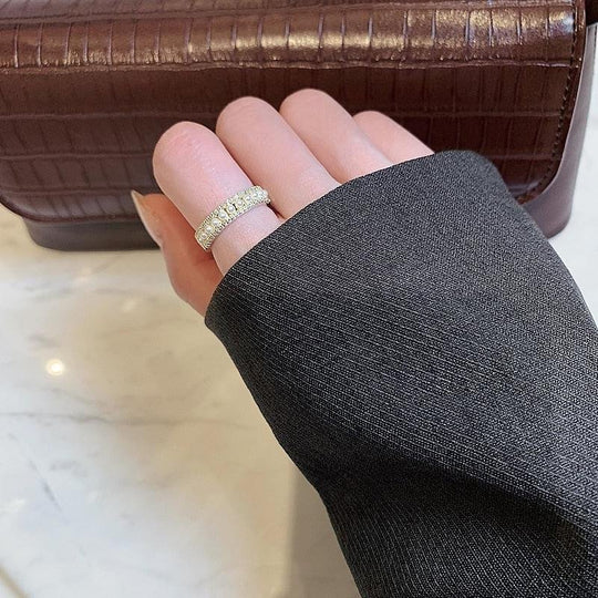 Pearl-Embellished Adjustable Gold-Plated Ring