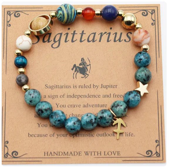 Natural Stone Zodiac Symbol Bracelet