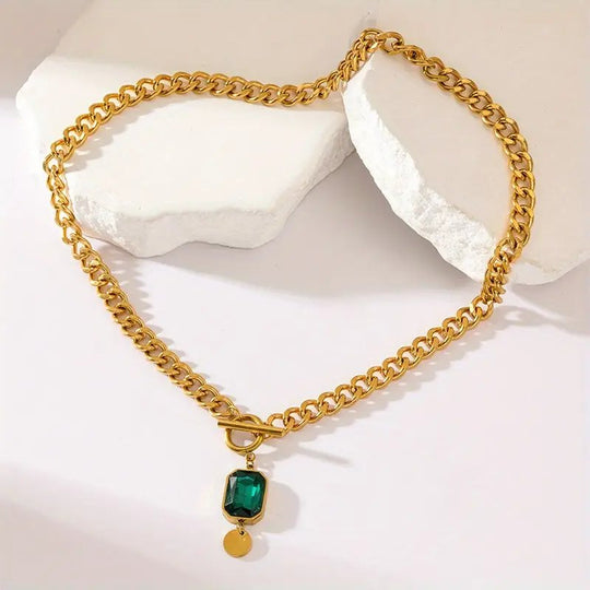 Chunky Chain Toggle Clasp Pendant Necklace