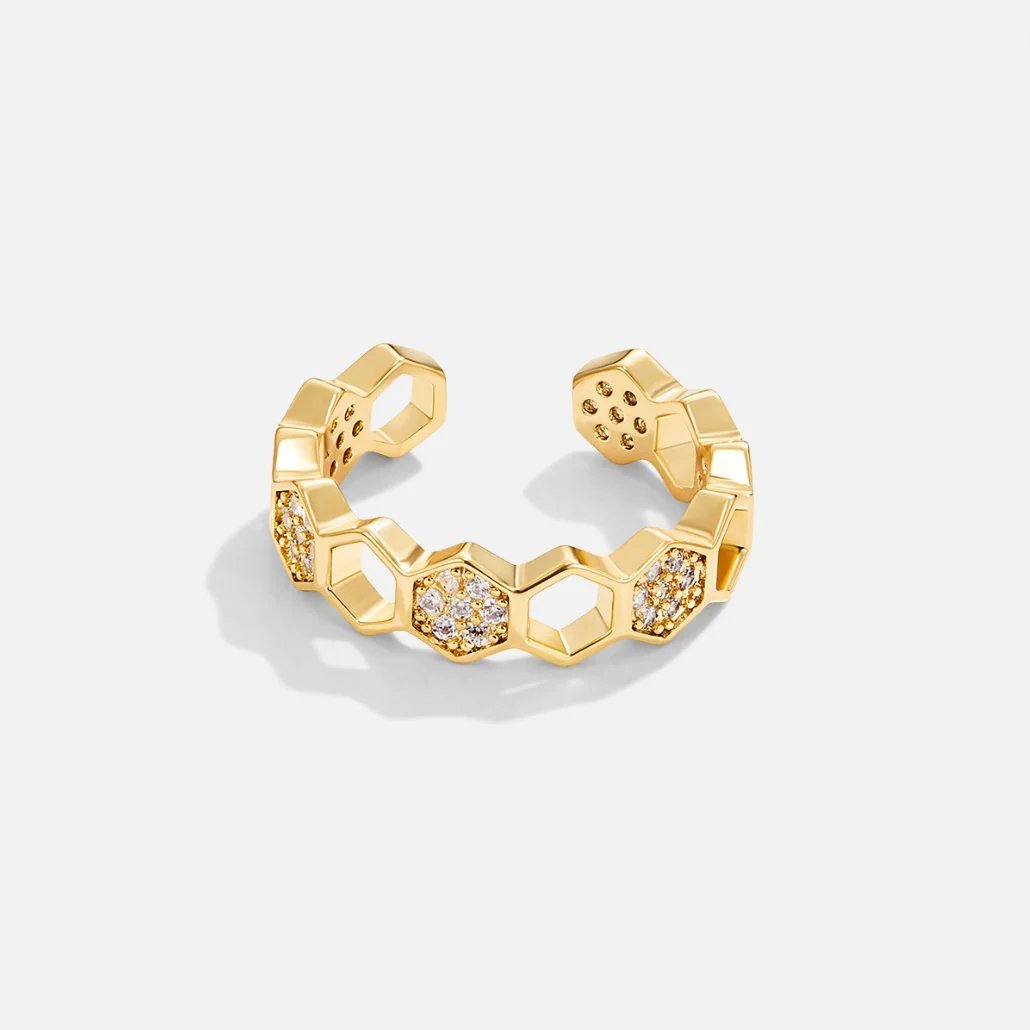 Hexagonal Pavé Open Band Ring