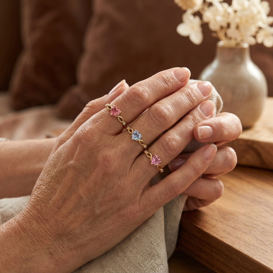 Heart-Shaped Zirconia Band Ring