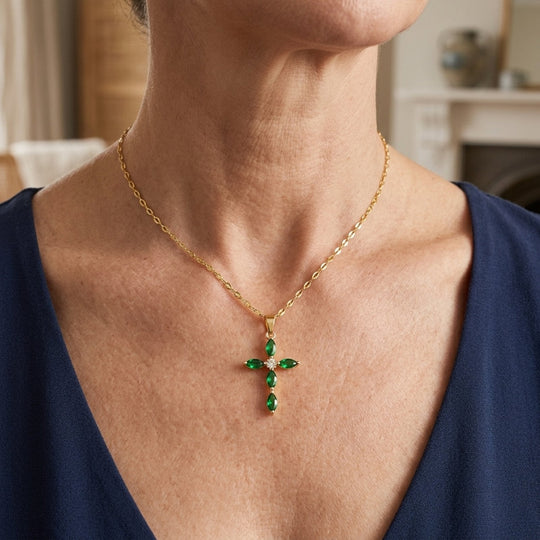 Gold Cross Pendant Chain Necklace