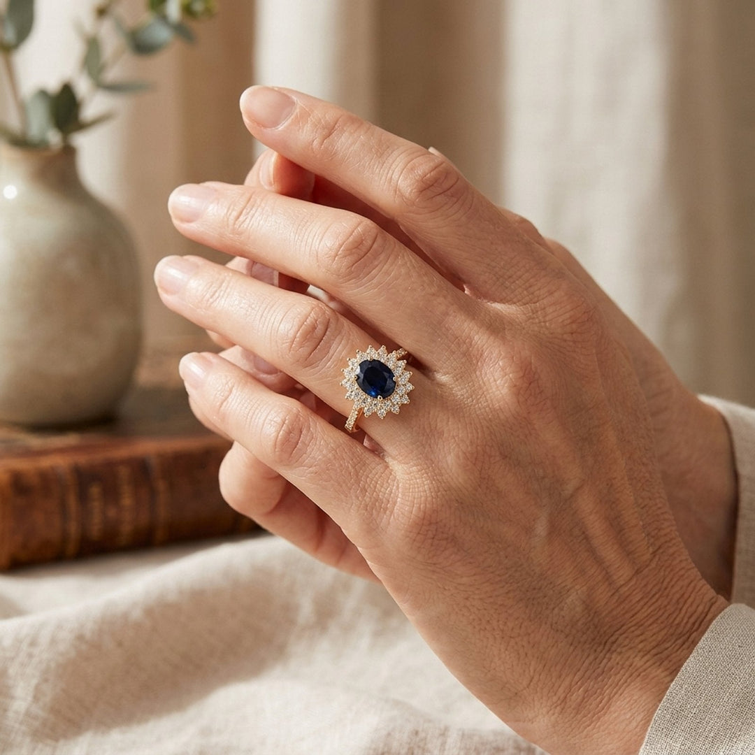Halo Sapphire Engagement Ring