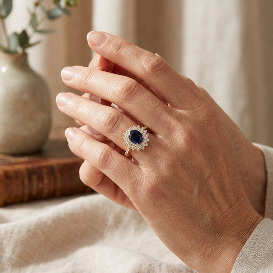 Halo Sapphire Engagement Ring