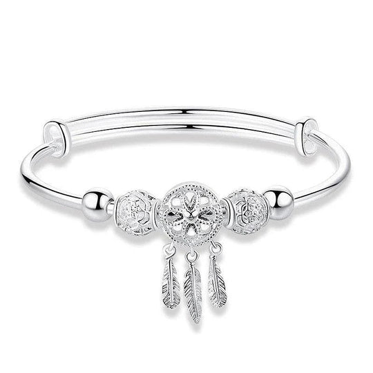 925 Sterling Silver Dreamcatcher Charm Adjustable Bracelet