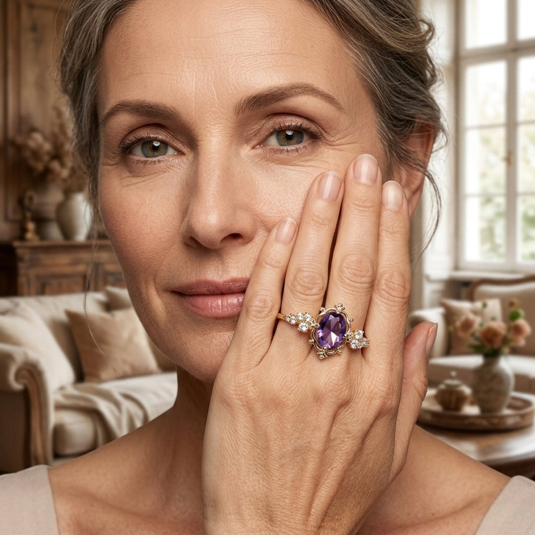 Faceted Amethyst Prong-Set Gold Ring
