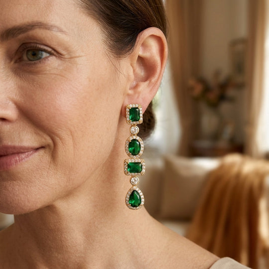 18K Gold-Plated Multi-Stone Drop Earrings
