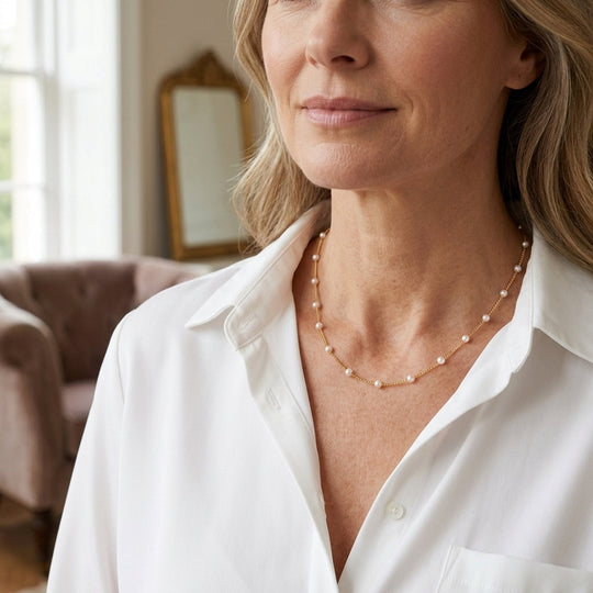 Layered Pearl Chain Necklace