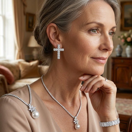 Sterling Silver Pearl &amp; Sapphire Set