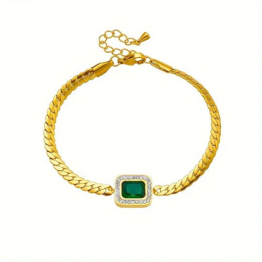 Cuban Chain Emerald Bracelet