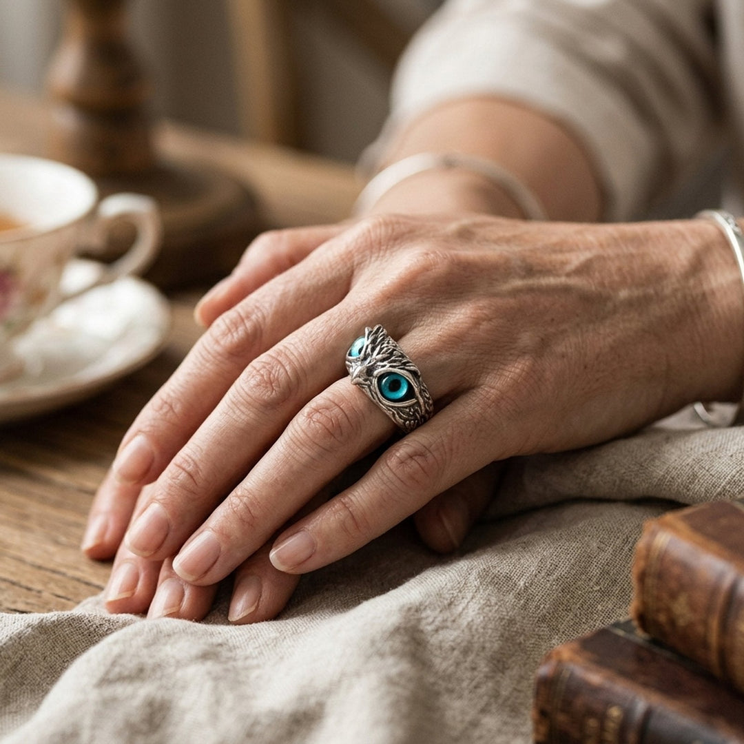 Sterling Silver Owl Eyes Statement Ring