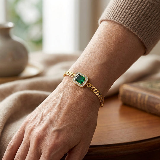 Cuban Chain Emerald Bracelet