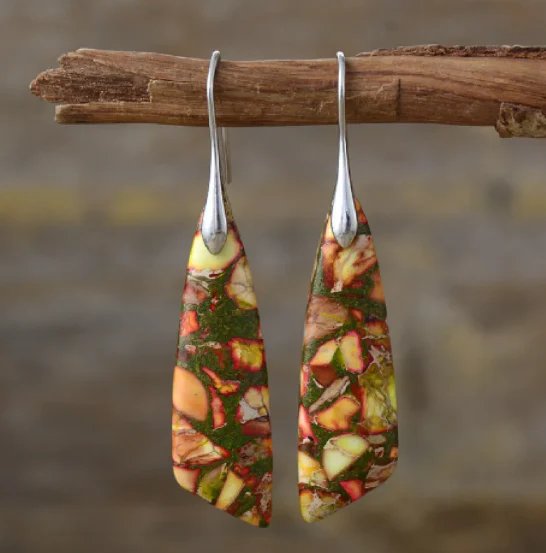 Geometric Stone Drop Earrings