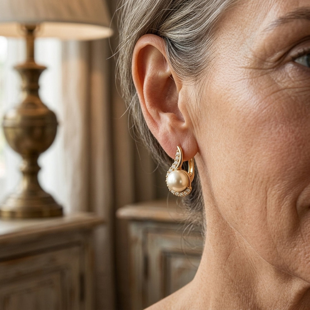 Pearl Drop Hugger Earrings