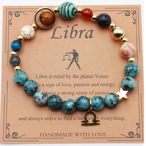 Natural Stone Zodiac Symbol Bracelet