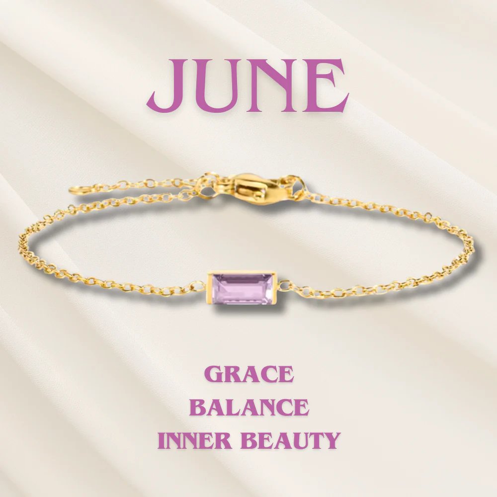 Gold Chain Rectangular Gemstone Bracelet