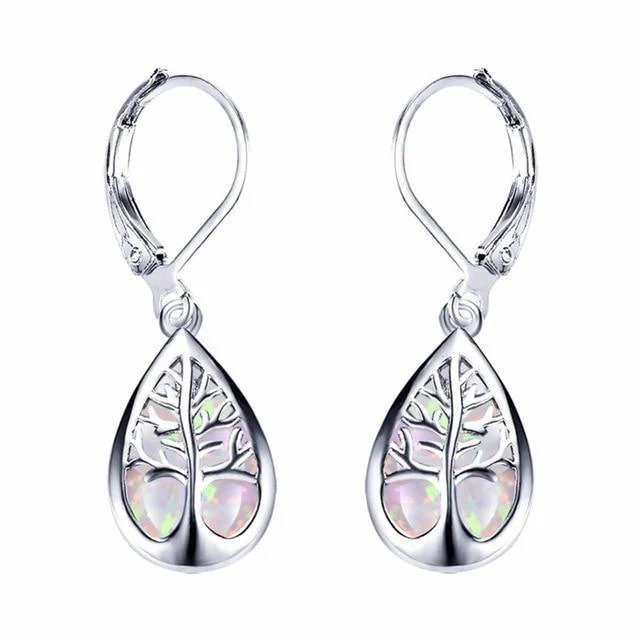 Sterling Silver Tree of Life Leverback Earrings