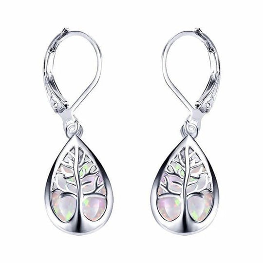 Sterling Silver Tree of Life Leverback Earrings