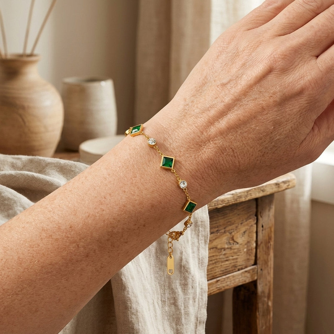 Gold-Plated Square Station Bracelet