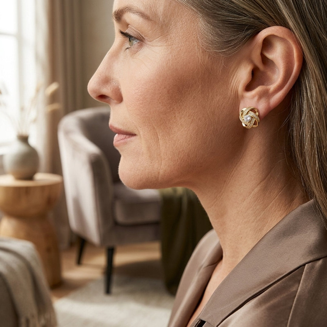 Embellished Twisted Knot Stud Earrings