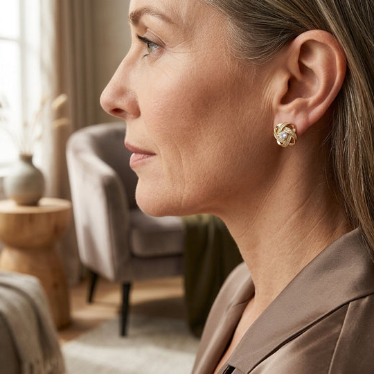 Embellished Twisted Knot Stud Earrings
