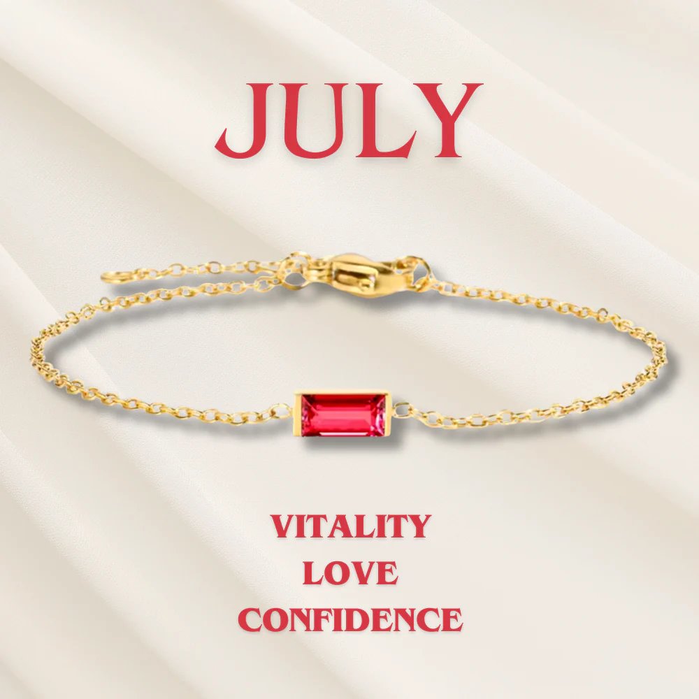 Gold Chain Rectangular Gemstone Bracelet