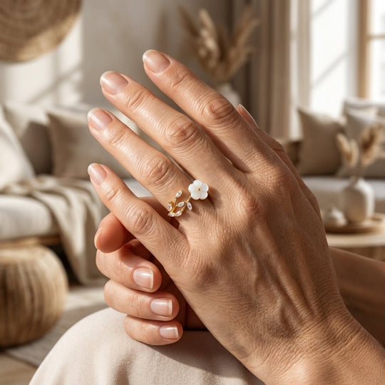 Gold-Plated Open Band Floral Ring