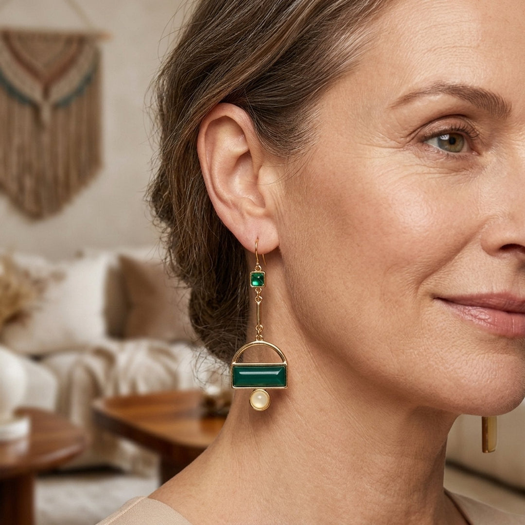 Gold-Plated Geometric Chain Drop Earrings