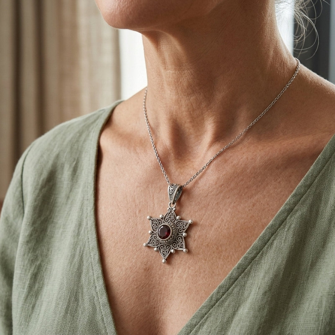 Sterling Silver Filigree Star Pendant