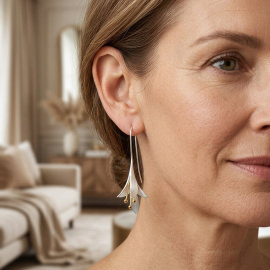 Sterling Silver Floral Drop Earrings