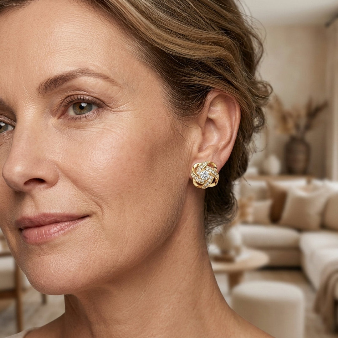 Embellished Twisted Knot Stud Earrings