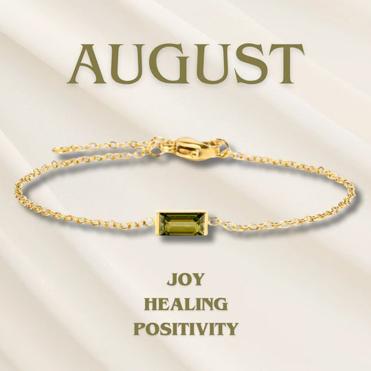 Gold Chain Rectangular Gemstone Bracelet
