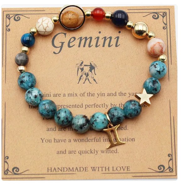 Natural Stone Zodiac Symbol Bracelet